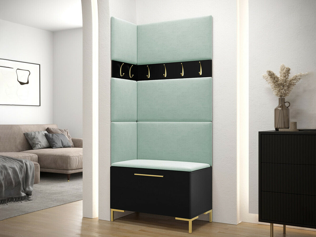 Előszoba garnitúra ZILION IV (Frunemfta IV) , Keret színe: Fekete, Puha falpanel színe: Manila 11