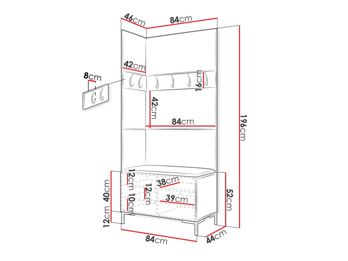 Előszoba garnitúra ZILION IV (Frunemfta IV) , Keret színe: Fekete, Puha falpanel színe: Manila 11