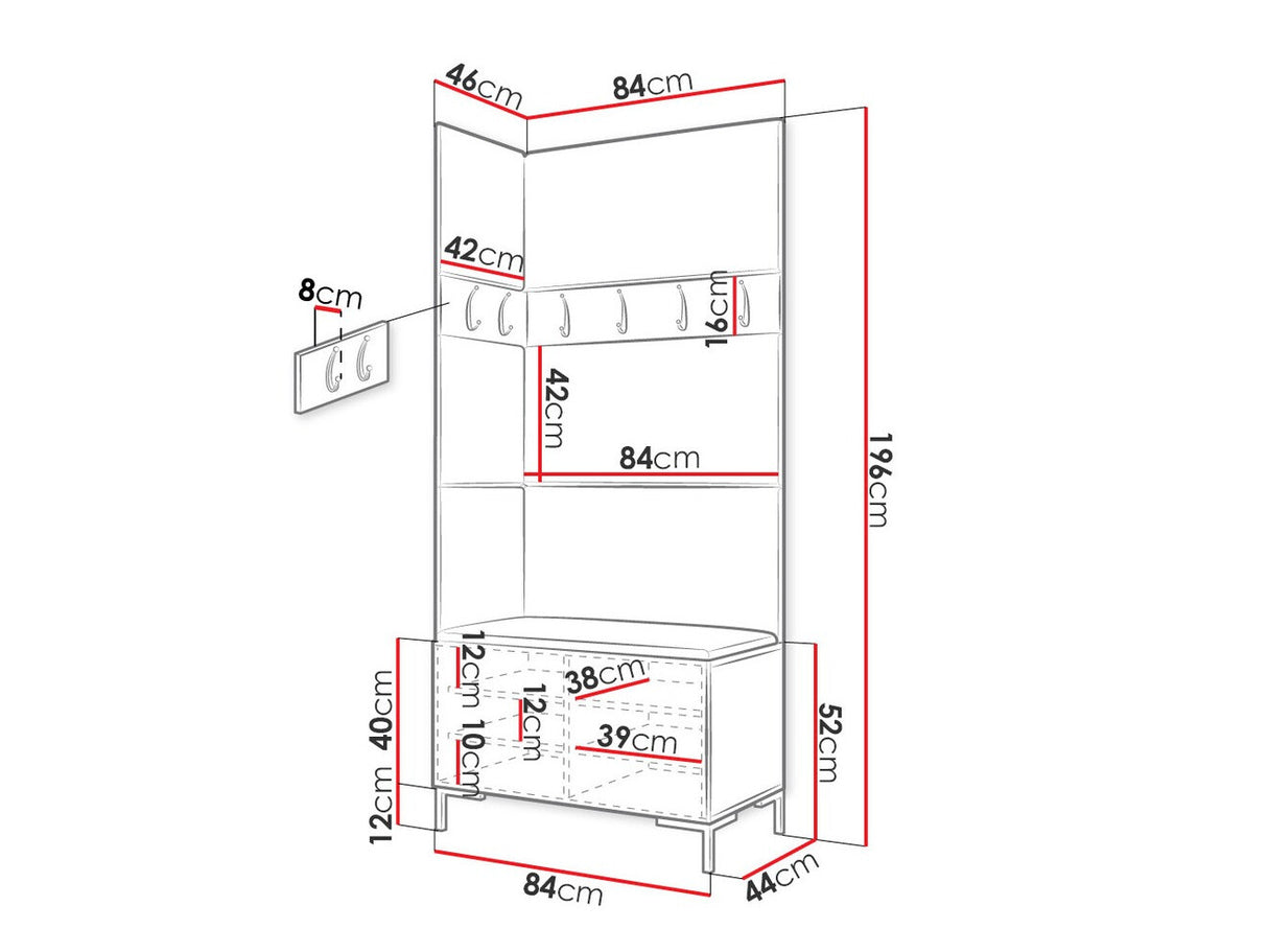 Előszoba garnitúra ZILION IV (Frunemfta IV) , Keret színe: Fekete, Puha falpanel színe: Manila 26