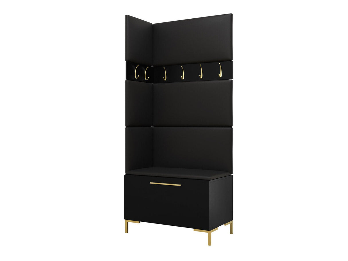 Előszoba garnitúra ZILION IV (Frunemfta IV) , Keret színe: Fekete, Puha falpanel színe: Öko bőr Soft 011