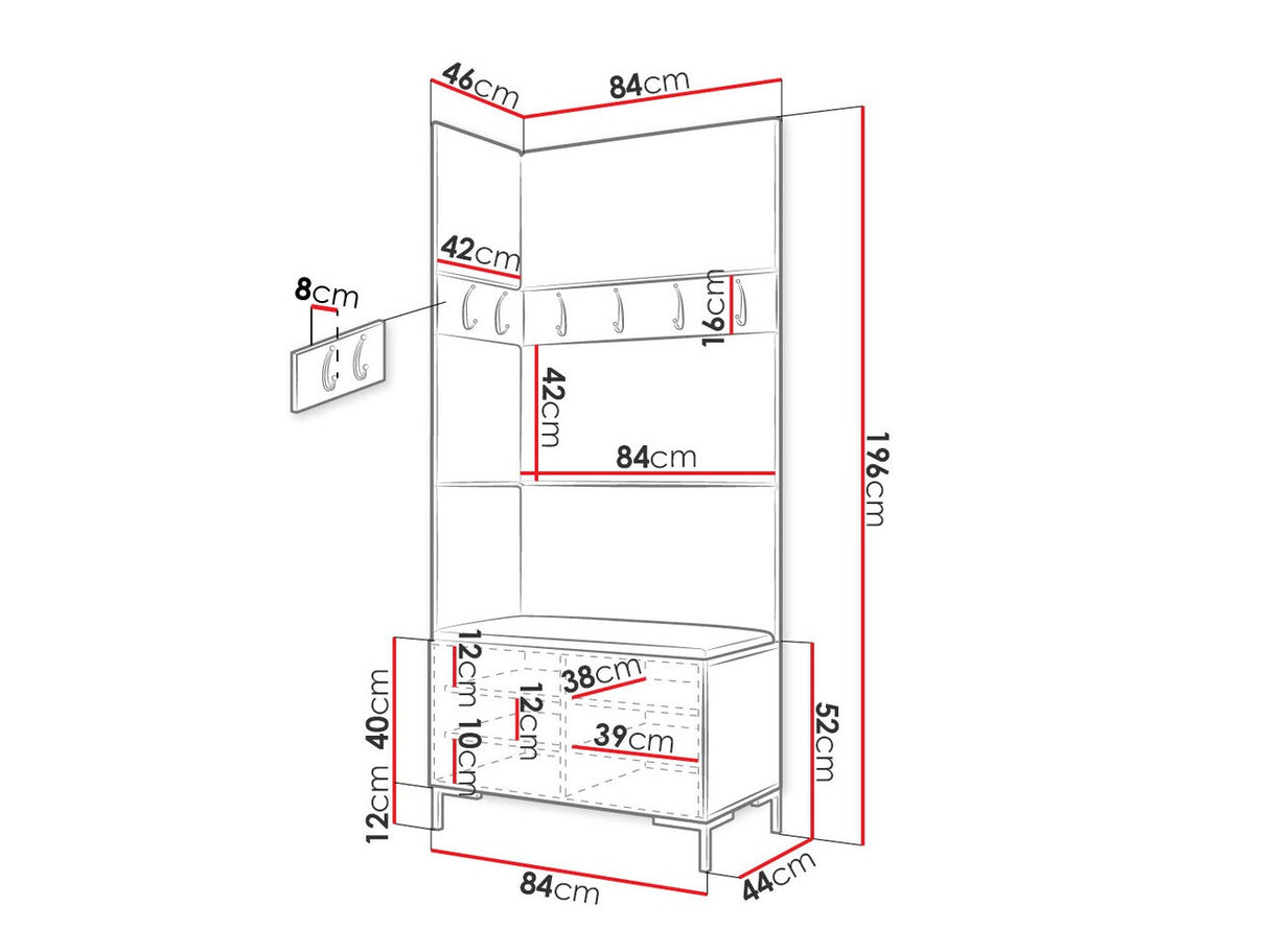 Előszoba garnitúra ZILION IV (Frunemfta IV) , Keret színe: Fekete, Puha falpanel színe: Öko bőr Soft 011
