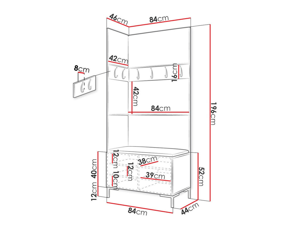Előszoba garnitúra ZILION IV (Frunemfta IV) , Keret színe: Fekete, Puha falpanel színe: Manila 02