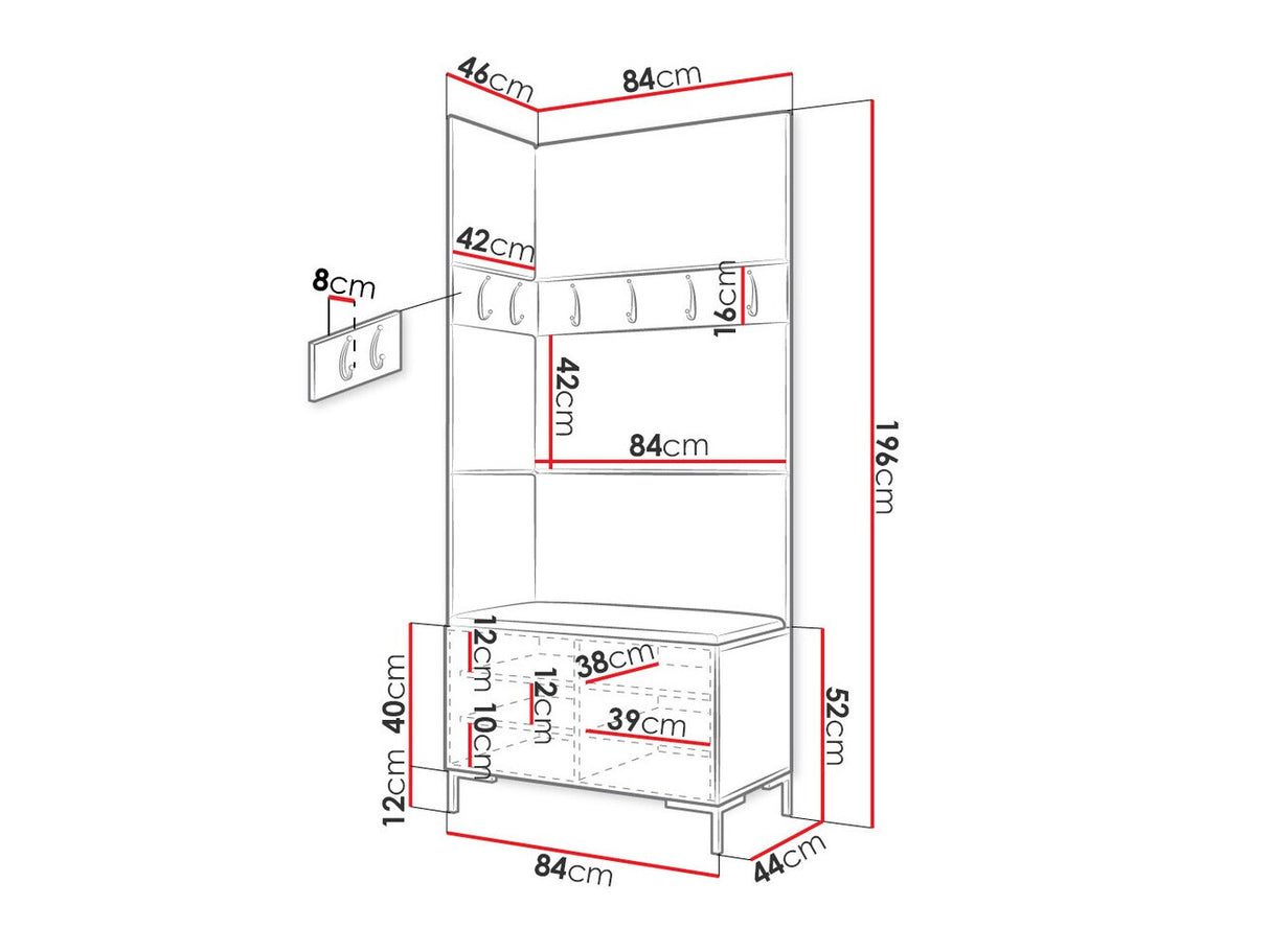 Előszoba garnitúra ZILION IV (Frunemfta IV) , Keret színe: Fekete, Puha falpanel színe: Manila 18