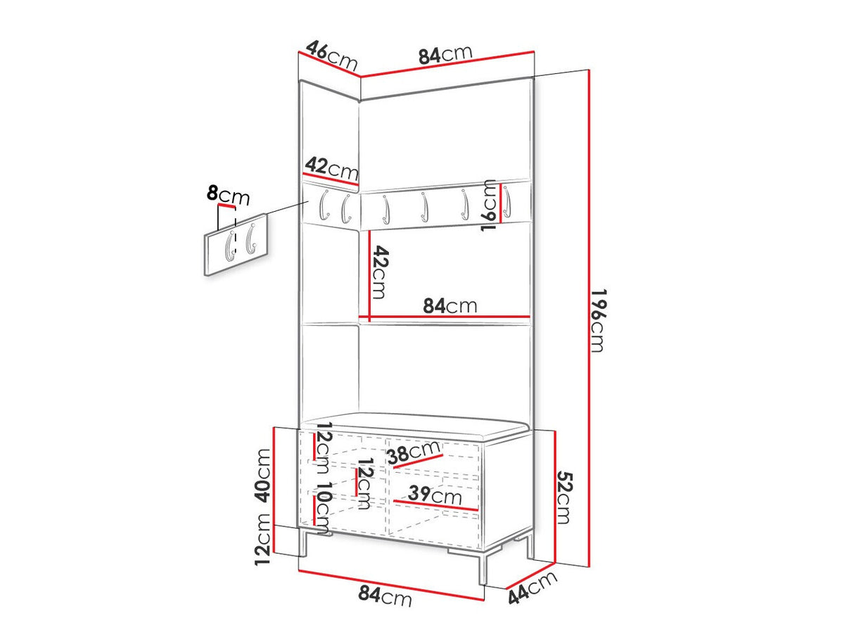 Előszoba garnitúra ZILION IV (Frunemfta IV) , Keret színe: Fekete, Puha falpanel színe: Manila 35