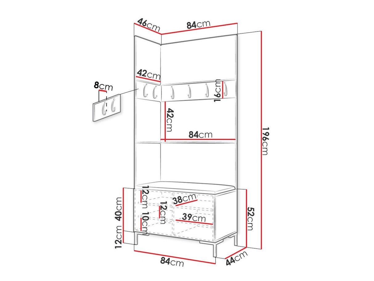 Előszoba garnitúra ZILION IV (Frunemfta IV) , Keret színe: Fekete, Puha falpanel színe: Manila 09