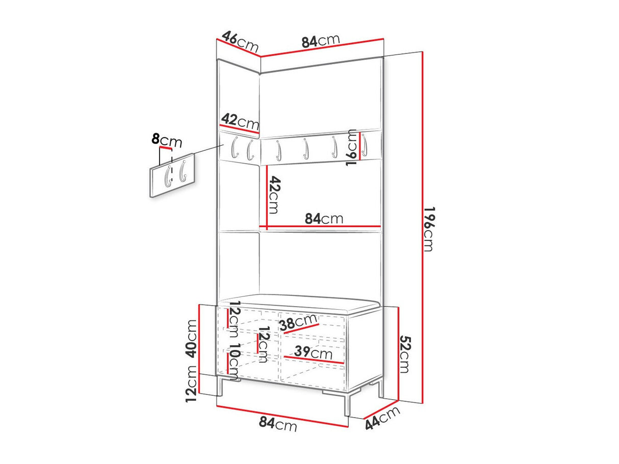 Előszoba garnitúra ZILION IV (Frunemfta IV) , Keret színe: Fekete, Puha falpanel színe: Manila 16