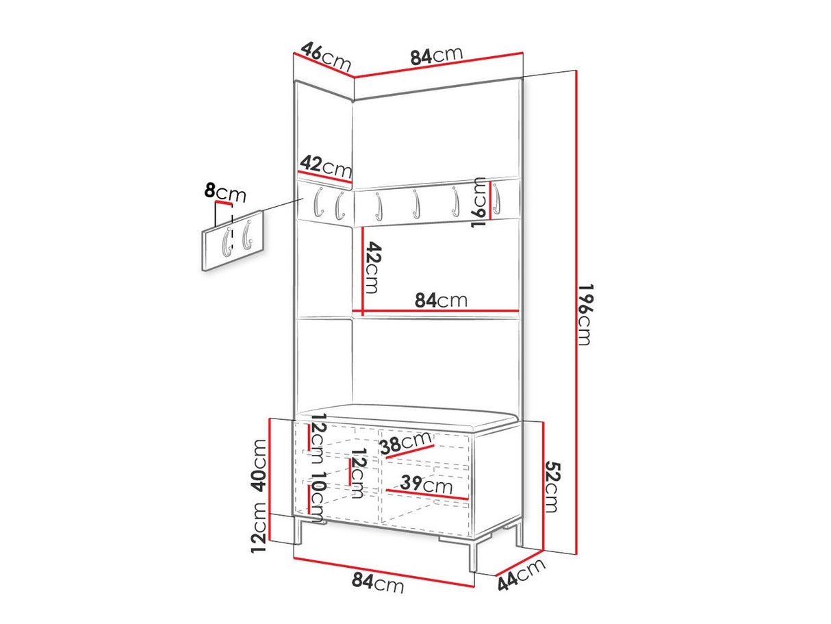 Előszoba garnitúra ZILION IV (Frunemfta IV) , Keret színe: Fehér, Puha falpanel színe: Manila 26