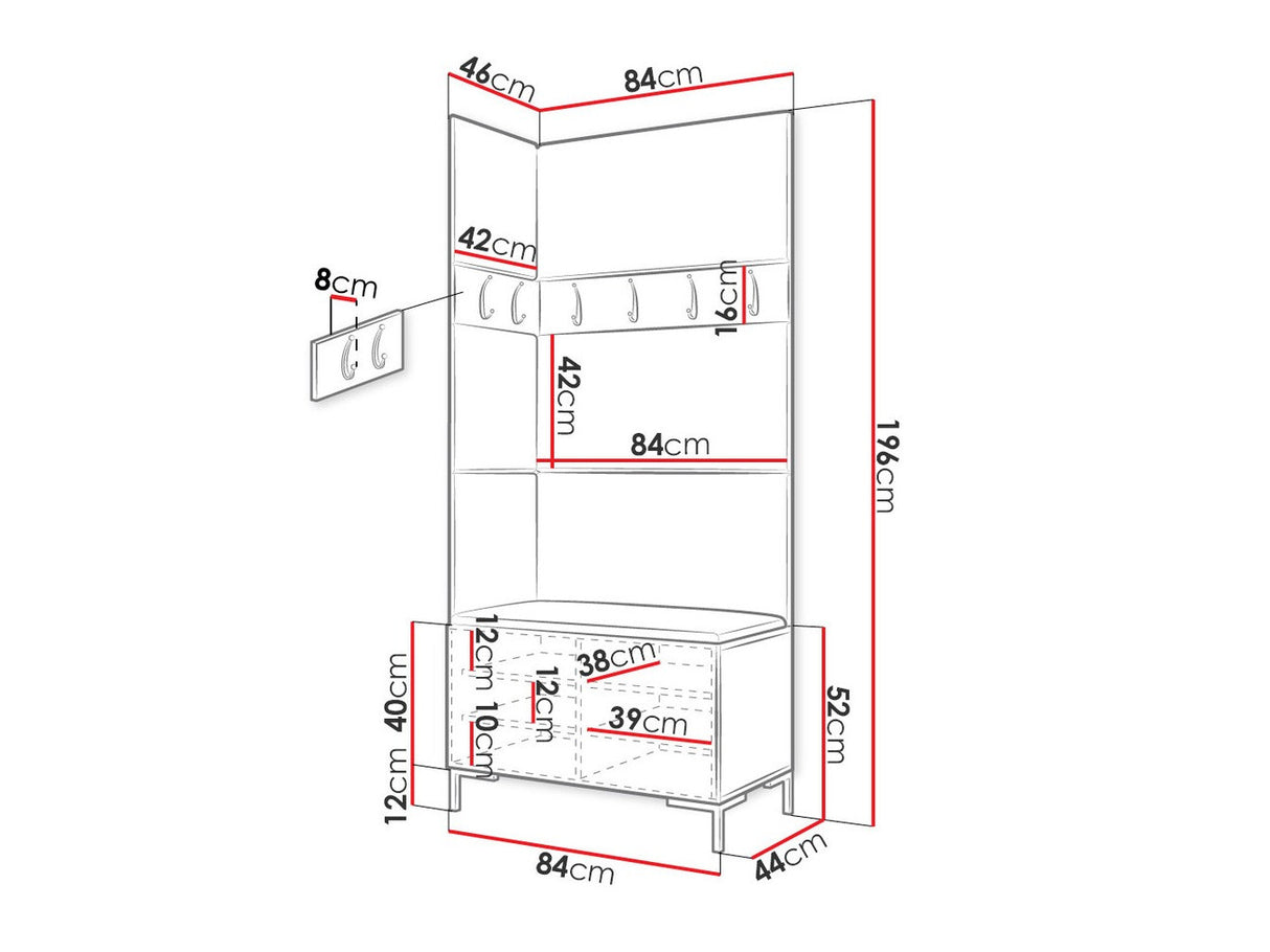 Előszoba garnitúra ZILION IV (Frunemfta IV) , Keret színe: Fehér, Puha falpanel színe: Öko bőr Soft 011