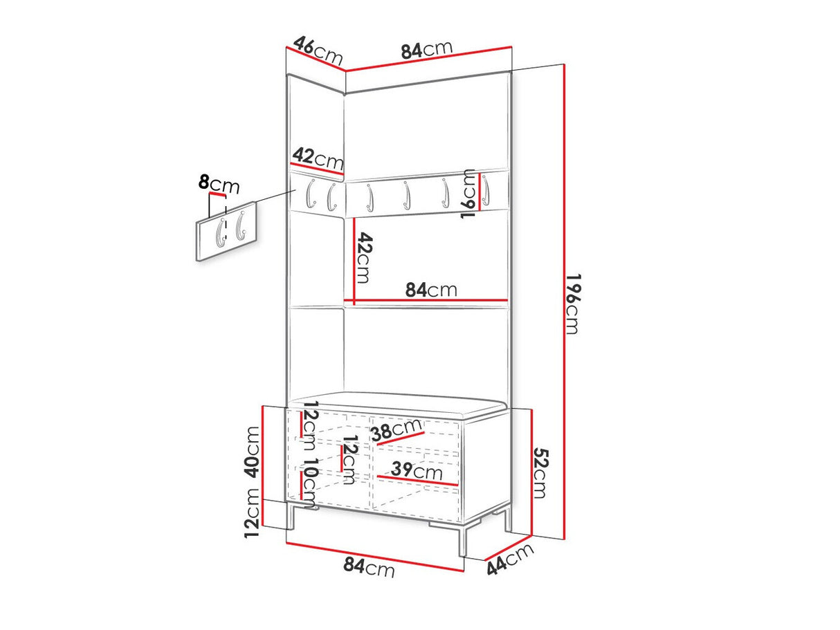 Előszoba garnitúra ZILION IV (Frunemfta IV) , Keret színe: Fehér, Puha falpanel színe: Manila 16