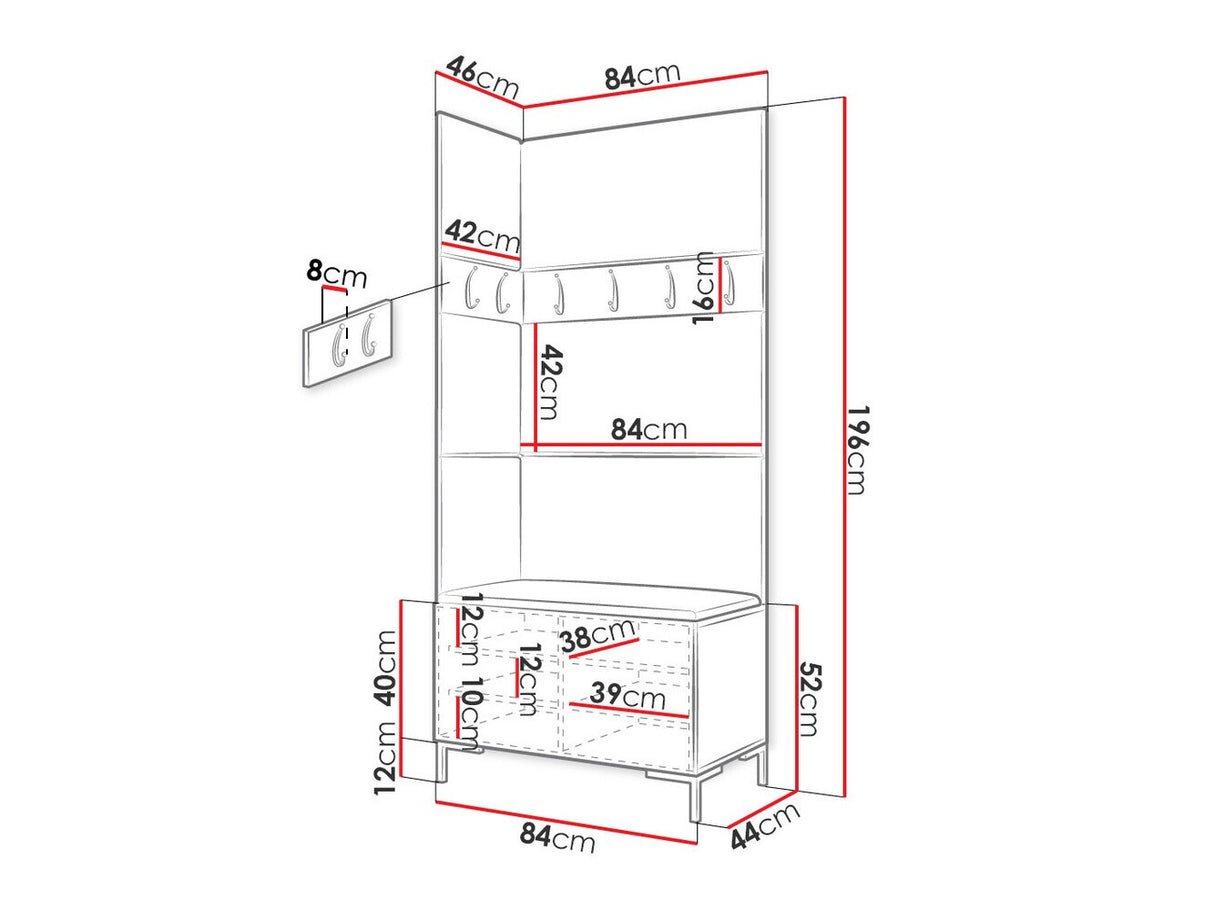 Előszoba garnitúra ZILION IV (Frunemfta IV) , Keret színe: Craft tölgy, Puha falpanel színe: Öko bőr Soft 017