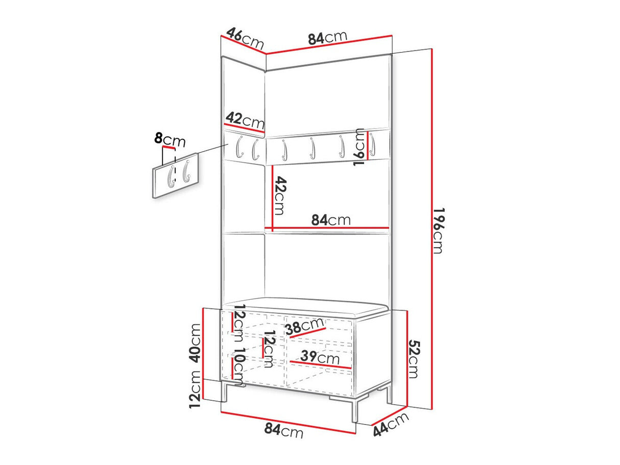 Előszoba garnitúra ZILION IV (Frunemfta IV) , Keret színe: Craft tölgy, Puha falpanel színe: Manila 11