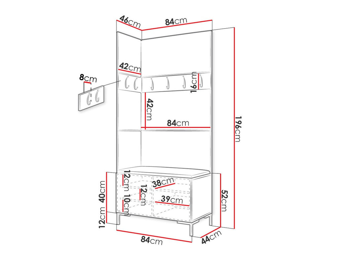 Előszoba garnitúra ZILION IV (Frunemfta IV) , Keret színe: Craft tölgy, Puha falpanel színe: Manila 26
