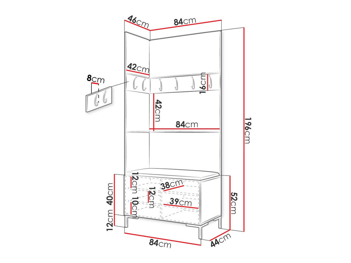 Előszoba garnitúra ZILION IV (Frunemfta IV) , Keret színe: Craft tölgy, Puha falpanel színe: Öko bőr Soft 011