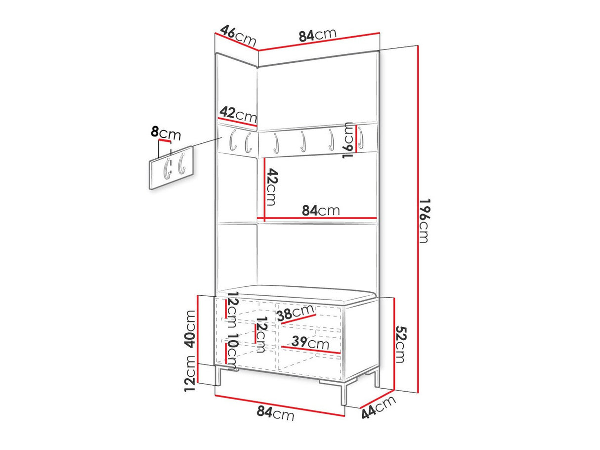 Előszoba garnitúra ZILION IV (Frunemfta IV) , Keret színe: Craft tölgy, Puha falpanel színe: Manila 02