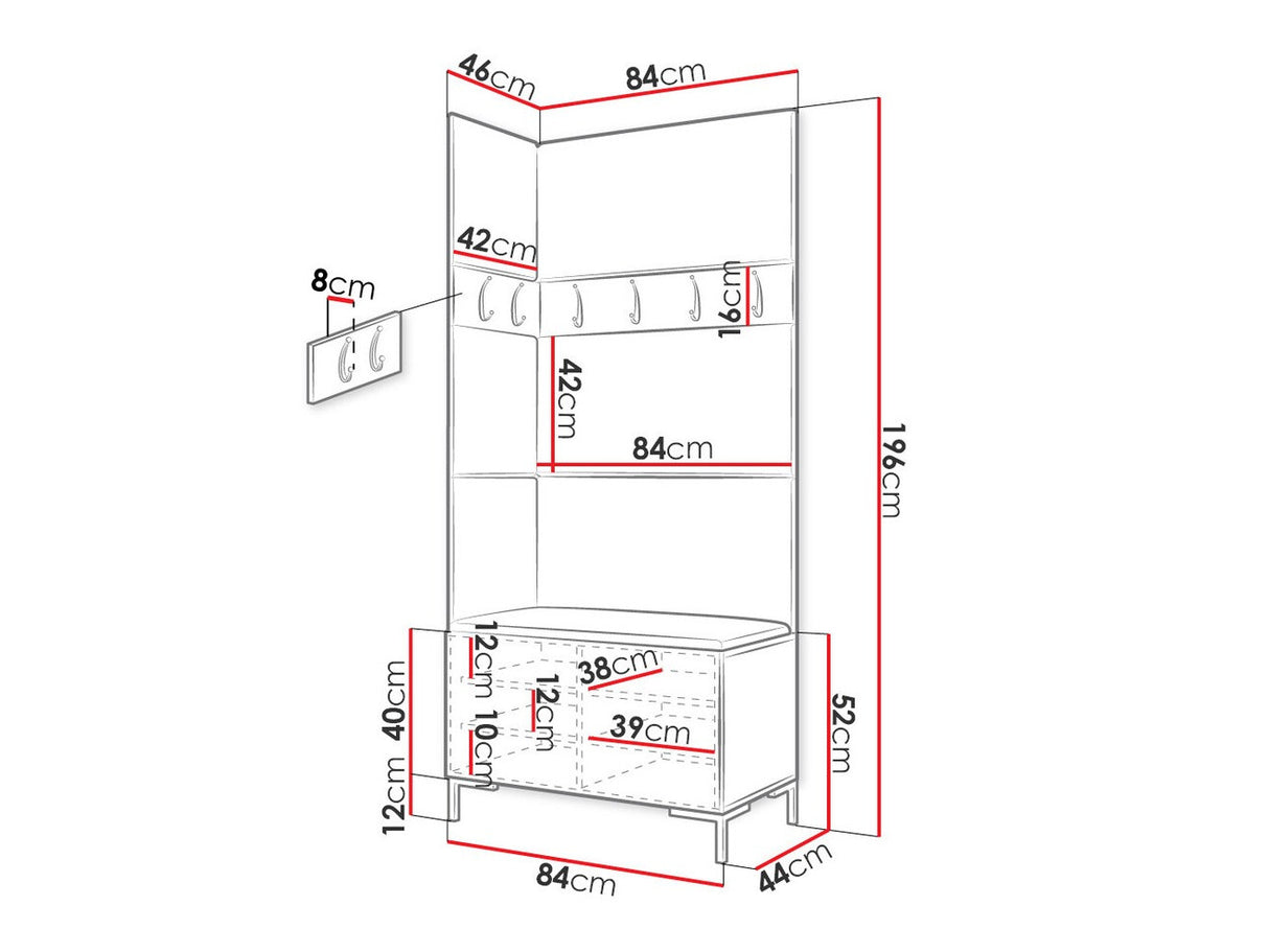 Előszoba garnitúra ZILION IV (Frunemfta IV) , Keret színe: Craft tölgy, Puha falpanel színe: Manila 18