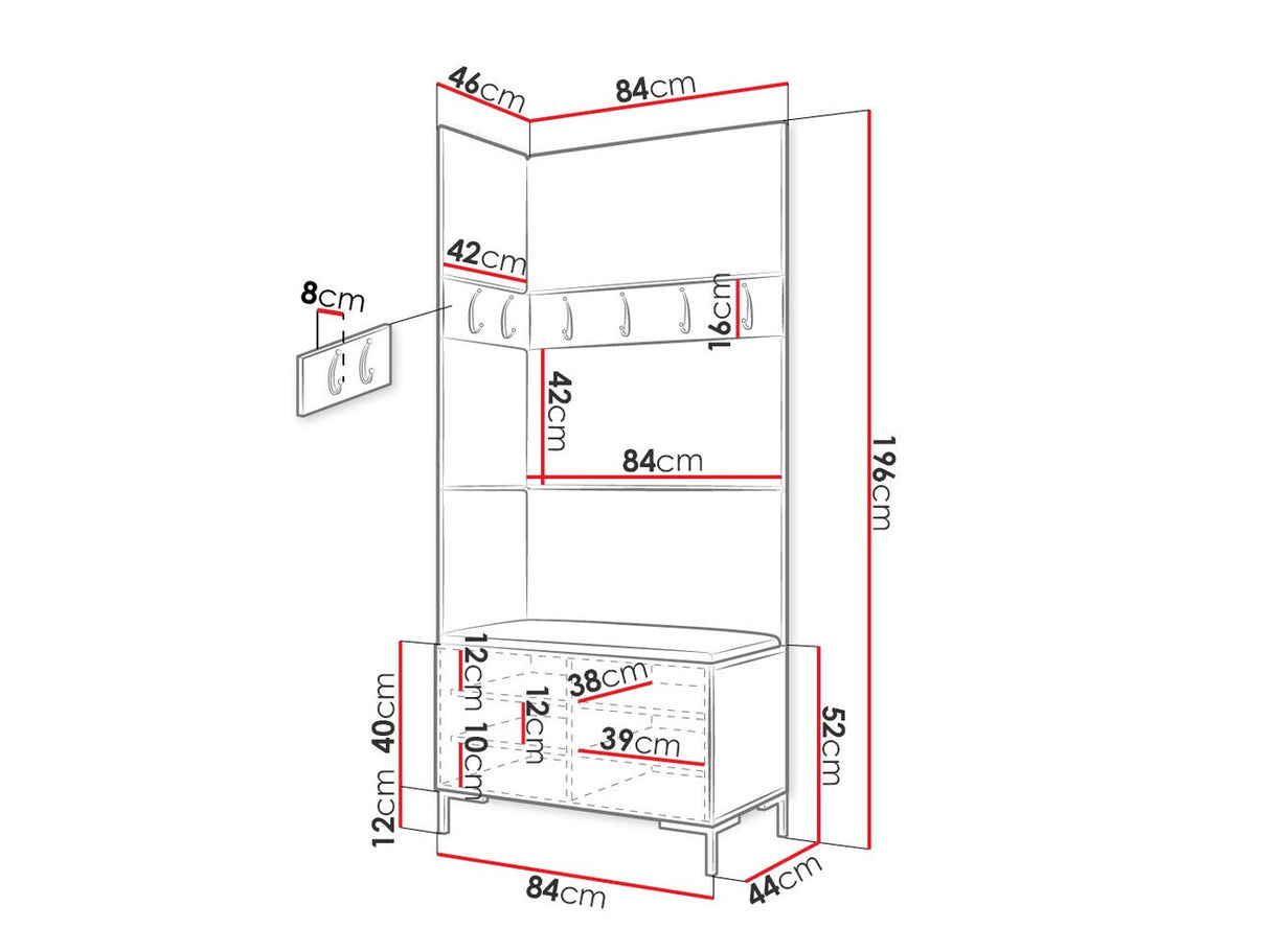 Előszoba garnitúra ZILION IV (Frunemfta IV) , Keret színe: Craft tölgy, Puha falpanel színe: Manila 35