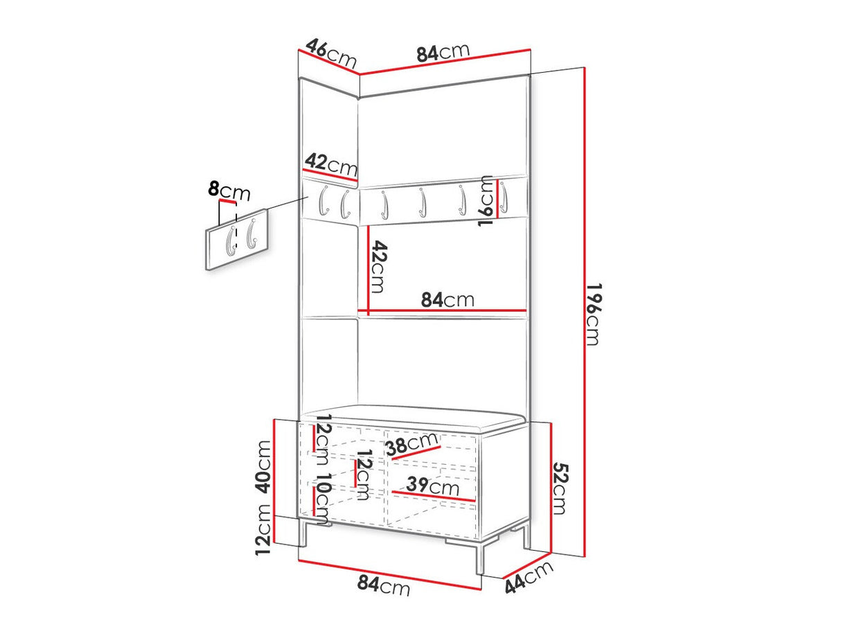 Előszoba garnitúra ZILION IV (Frunemfta IV) , Keret színe: Craft tölgy, Puha falpanel színe: Manila 09