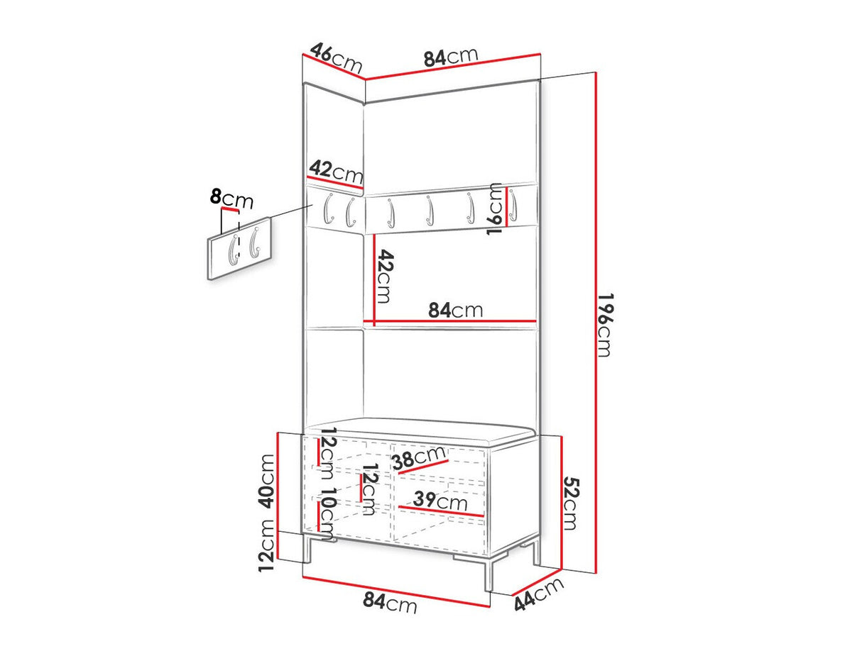 Előszoba garnitúra ZILION IV (Frunemfta IV) , Keret színe: Craft tölgy, Puha falpanel színe: Manila 16