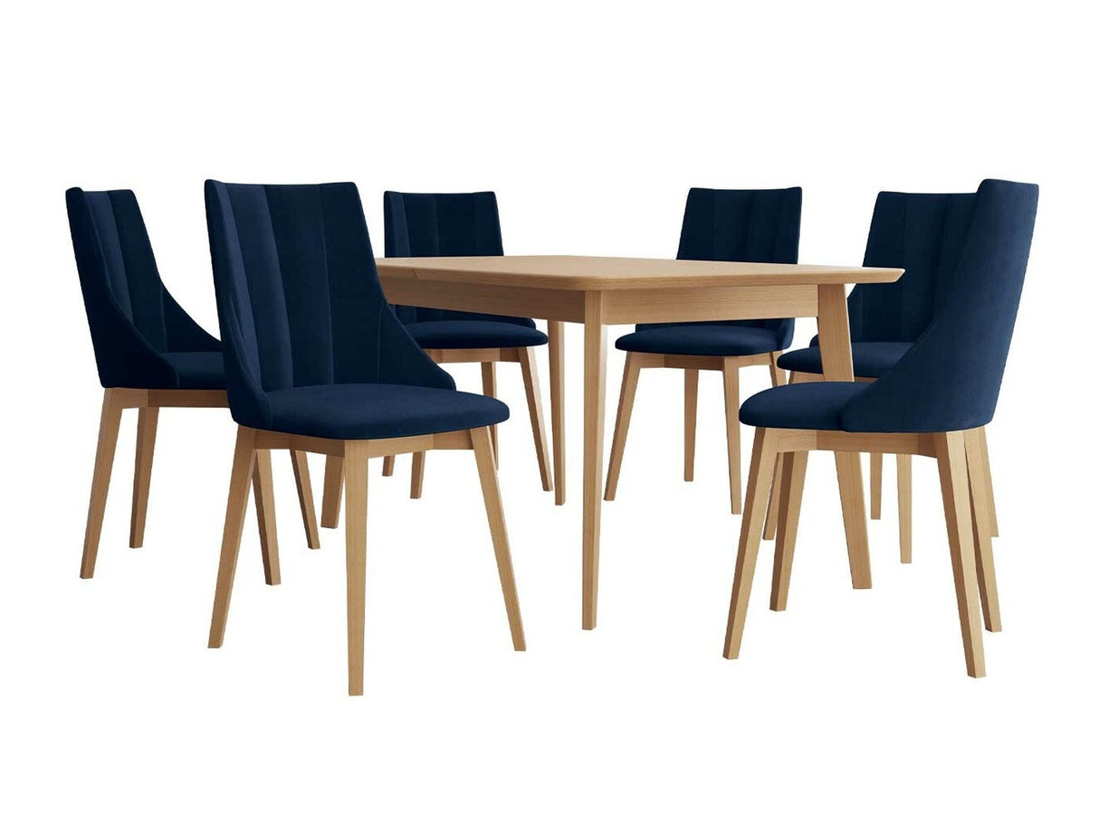 Étkezőgarnitúra Zestaw 07 6xS97 SKANDI 140x80, Szék színe: Barna + Magic Velvet 2216, Asztal színe: Barna