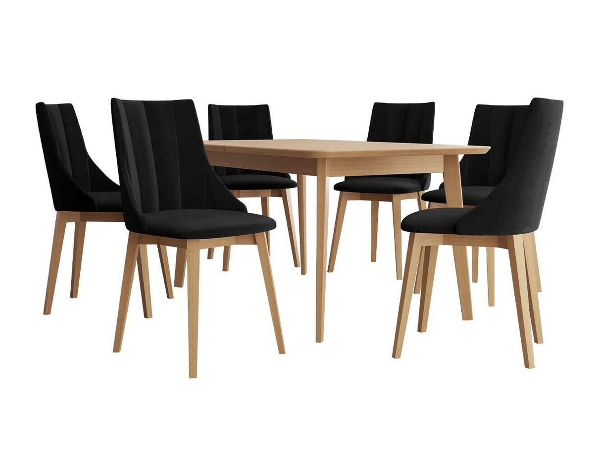 Étkezőgarnitúra Zestaw 07 6xS97 SKANDI 140x80, Szék színe: Barna + Magic Velvet 2219, Asztal színe: Barna 2675443