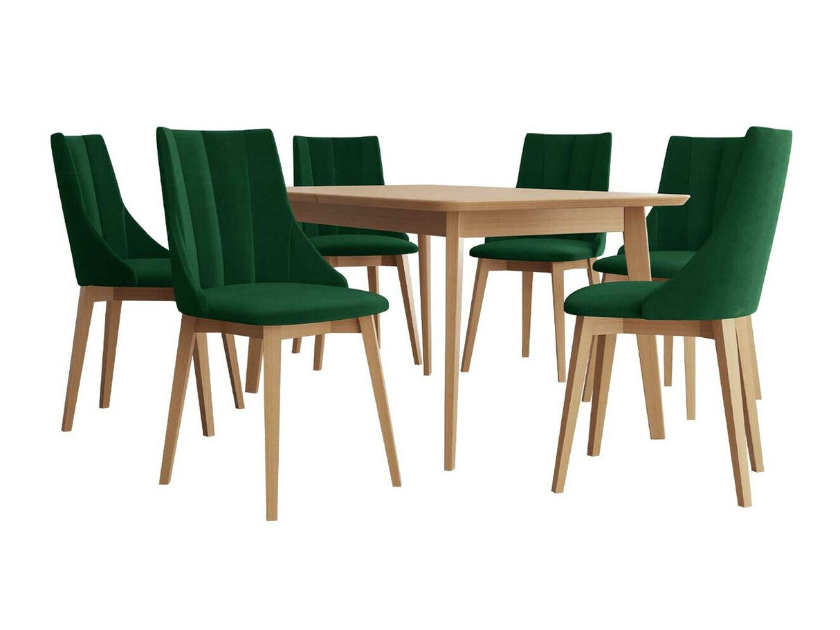 Étkezőgarnitúra Zestaw 07 6xS97 SKANDI 140x80, Szék színe: Barna + Magic Velvet 2225, Asztal színe: Barna