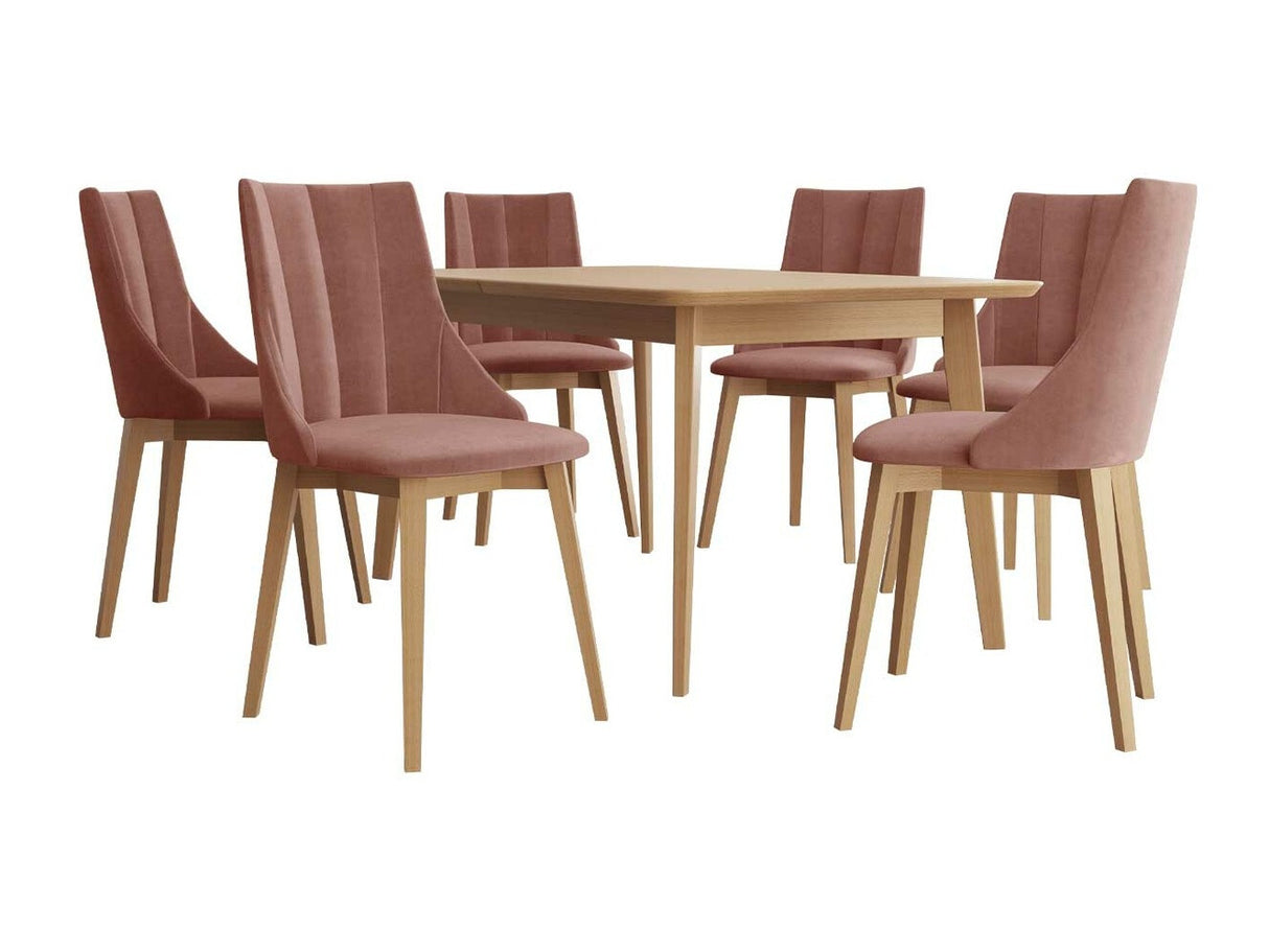 Étkezőgarnitúra Zestaw 07 6xS97 SKANDI 140x80, Szék színe: Barna + Magic Velvet 2258, Asztal színe: Barna