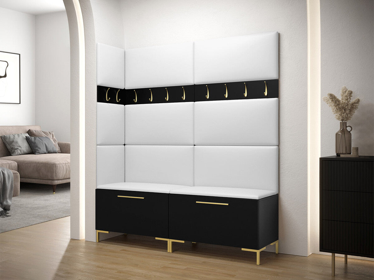 Előszoba garnitúra ZILION V (Frunemfta V) , Keret színe: Fekete, Puha falpanel színe: Öko bőr Soft 017