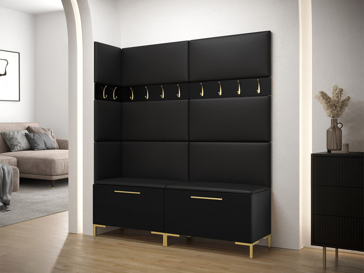 Előszoba garnitúra ZILION V (Frunemfta V) , Keret színe: Fekete, Puha falpanel színe: Öko bőr Soft 011