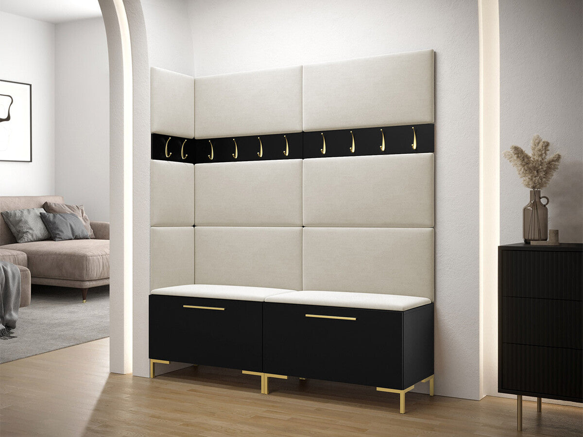 Előszoba garnitúra ZILION V (Frunemfta V) , Keret színe: Fekete, Puha falpanel színe: Manila 02