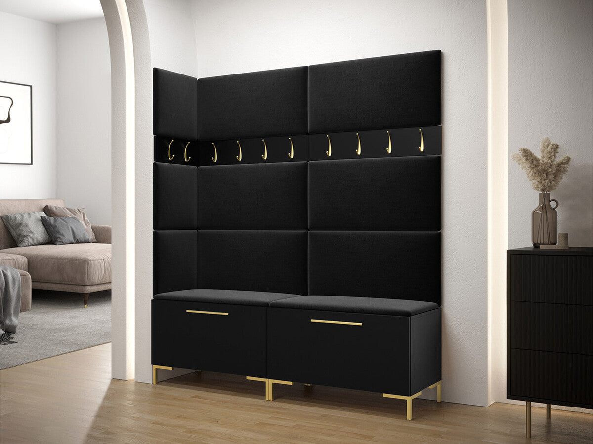 Előszoba garnitúra ZILION V (Frunemfta V) , Keret színe: Fekete, Puha falpanel színe: Manila 18