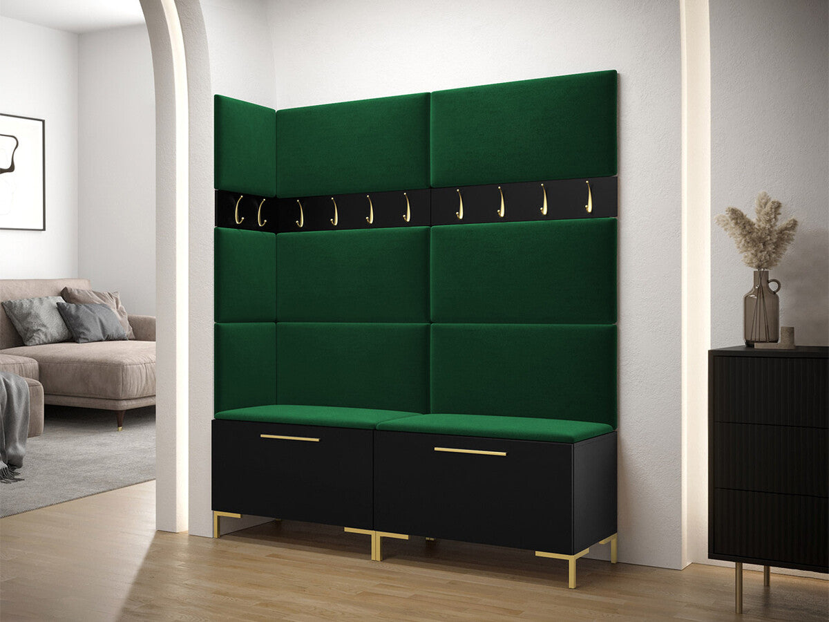 Előszoba garnitúra ZILION V (Frunemfta V) , Keret színe: Fekete, Puha falpanel színe: Manila 35