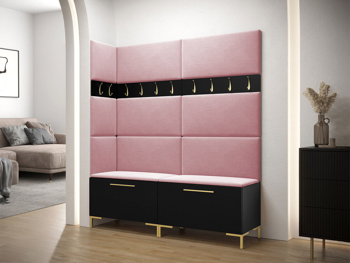 Előszoba garnitúra ZILION V (Frunemfta V) , Keret színe: Fekete, Puha falpanel színe: Manila 09