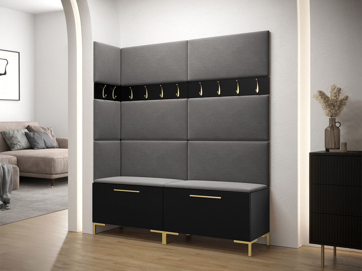 Előszoba garnitúra ZILION V (Frunemfta V) ,Keret színe: Fekete, Puha falpanel színe: Manila 16