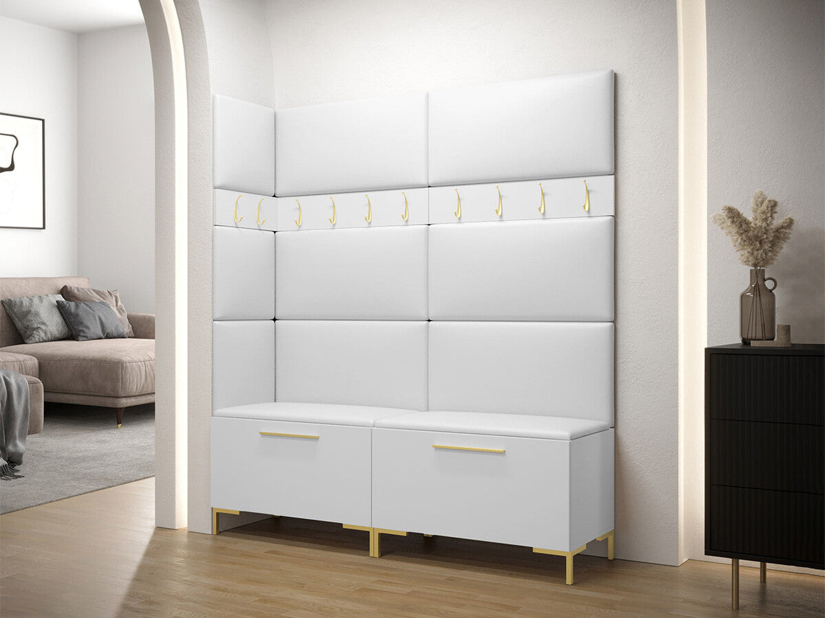 Előszoba garnitúra ZILION V (Frunemfta V) , Keret színe: Fehér, Puha falpanel színe: Öko bőr Soft 017