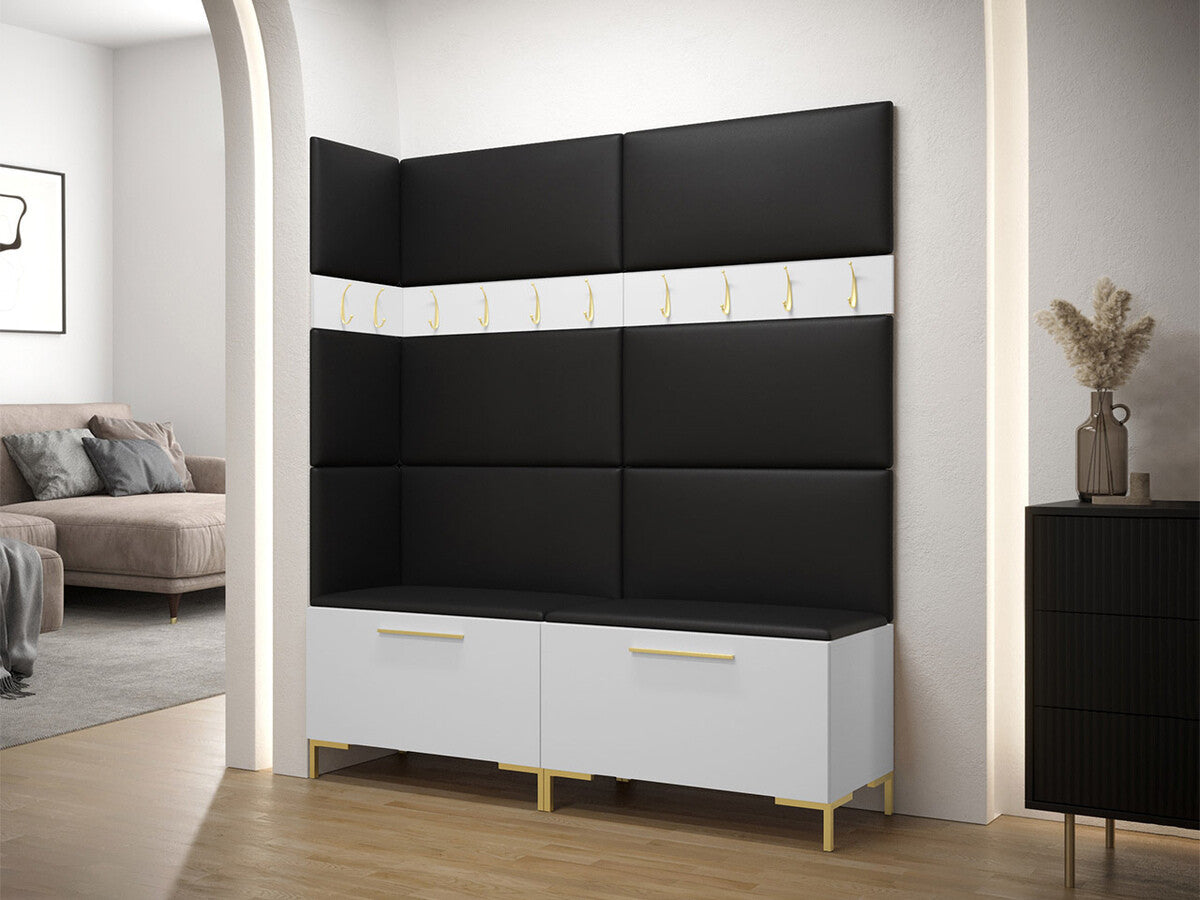 Előszoba garnitúra ZILION V (Frunemfta V) , Keret színe: Fehér, Puha falpanel színe: Öko bőr Soft 011