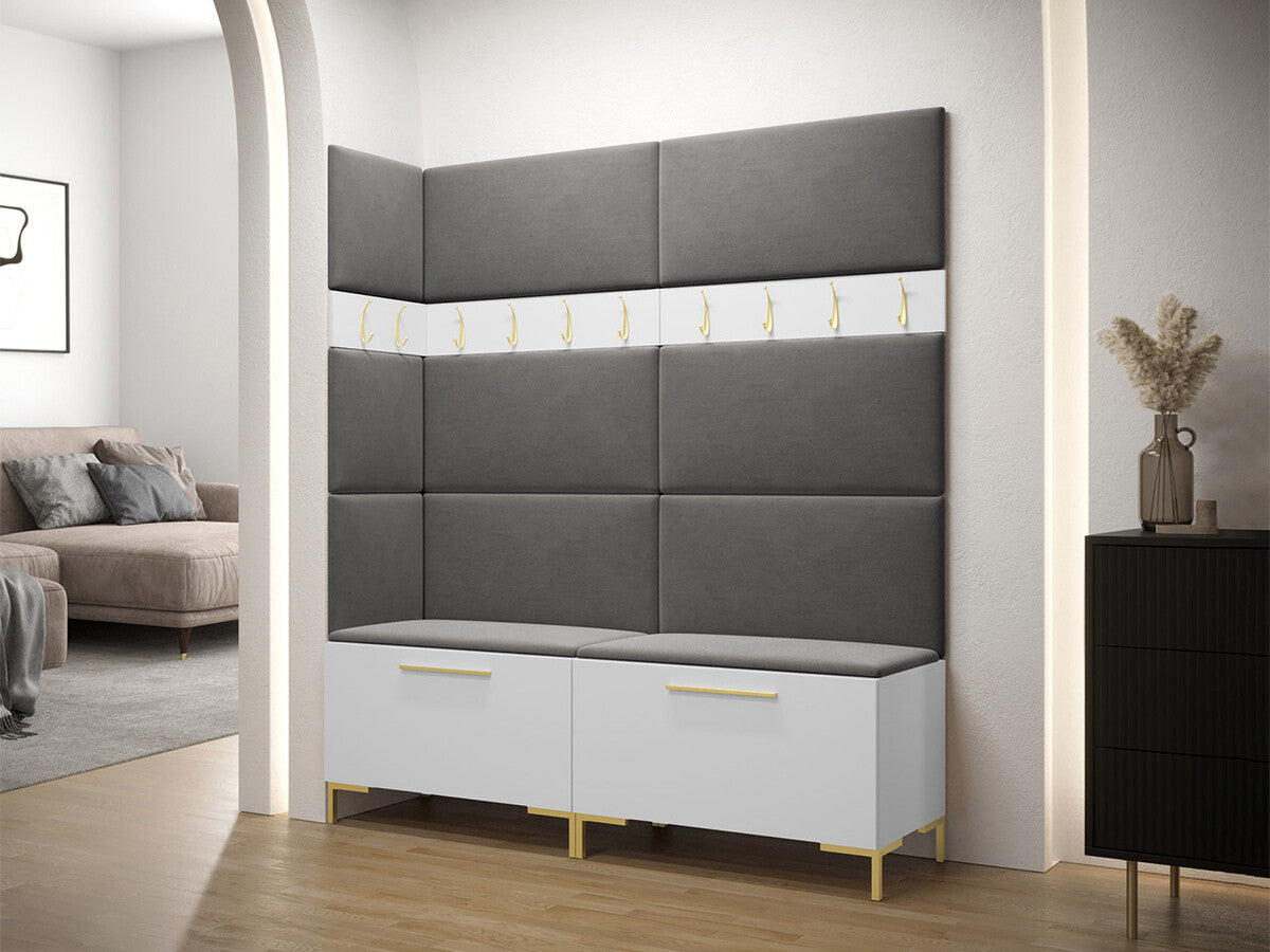 Előszoba garnitúra ZILION V (Frunemfta V) , Keret színe: Fehér, Puha falpanel színe: Manila 16