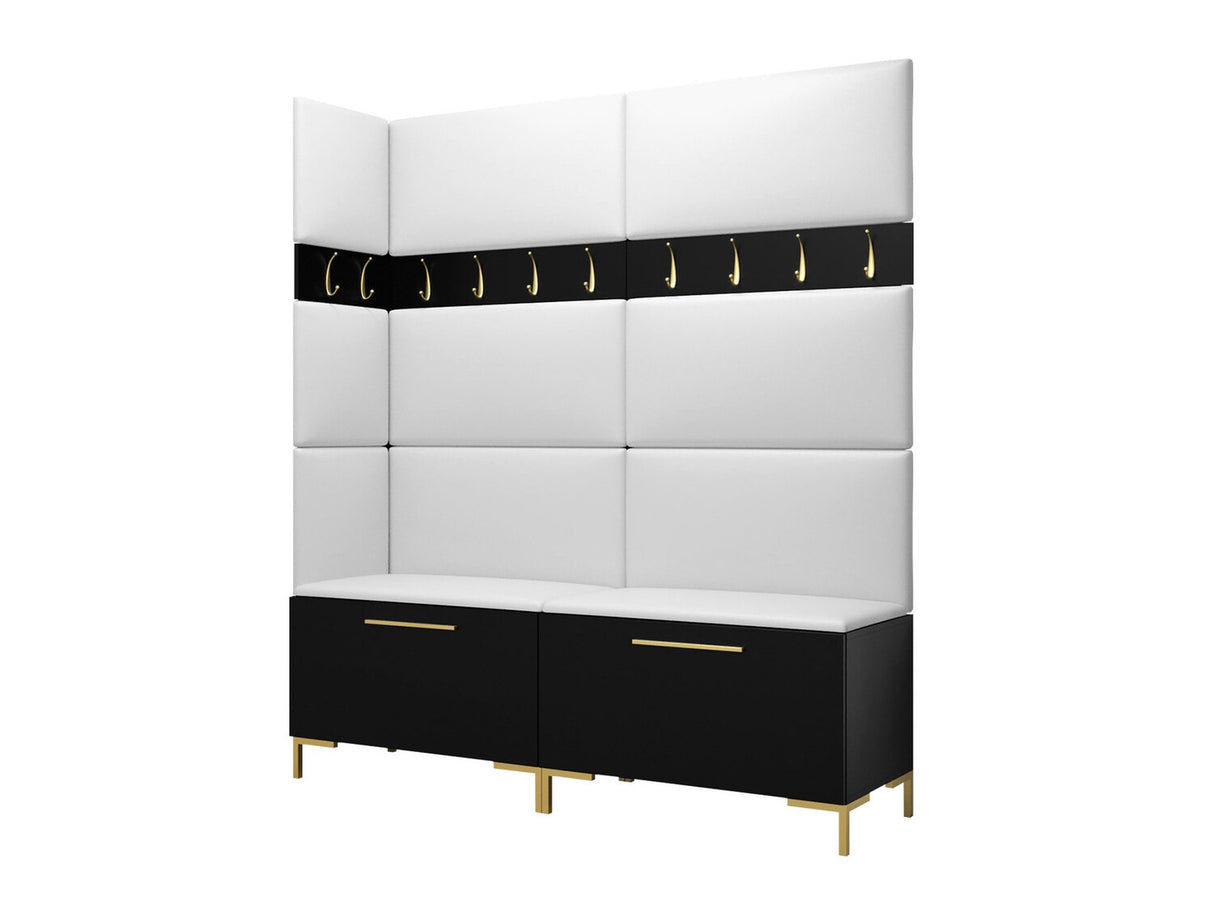 Előszoba garnitúra ZILION V (Frunemfta V) , Keret színe: Fekete, Puha falpanel színe: Öko bőr Soft 017