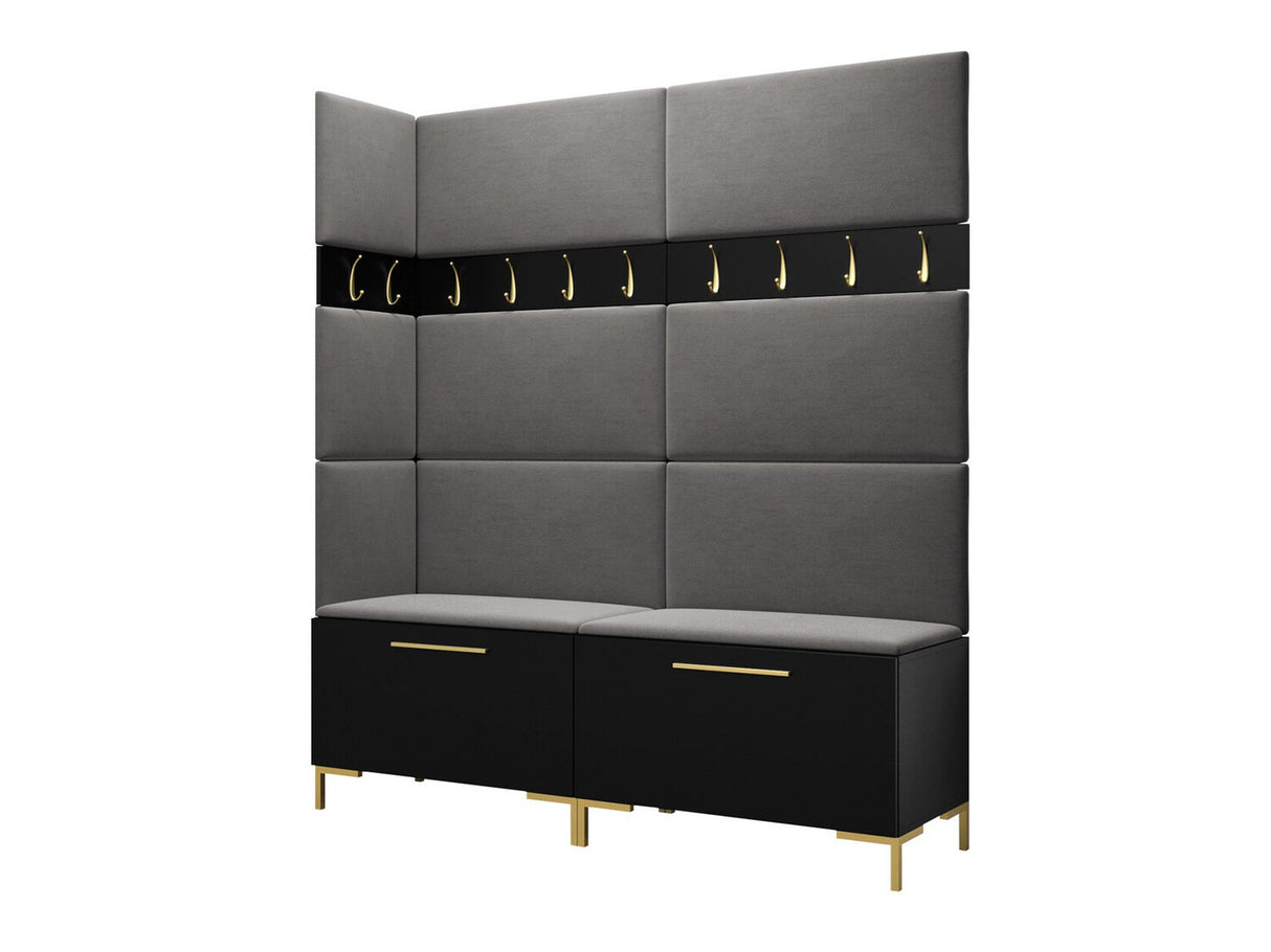 Előszoba garnitúra ZILION V (Frunemfta V) ,Keret színe: Fekete, Puha falpanel színe: Manila 16