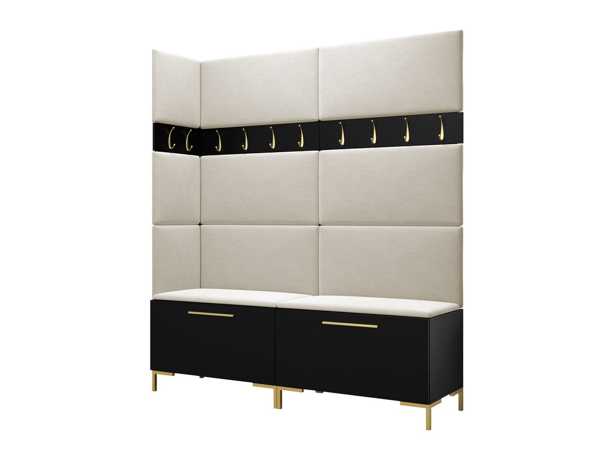 Előszoba garnitúra ZILION V (Frunemfta V) , Keret színe: Fekete, Puha falpanel színe: Manila 02