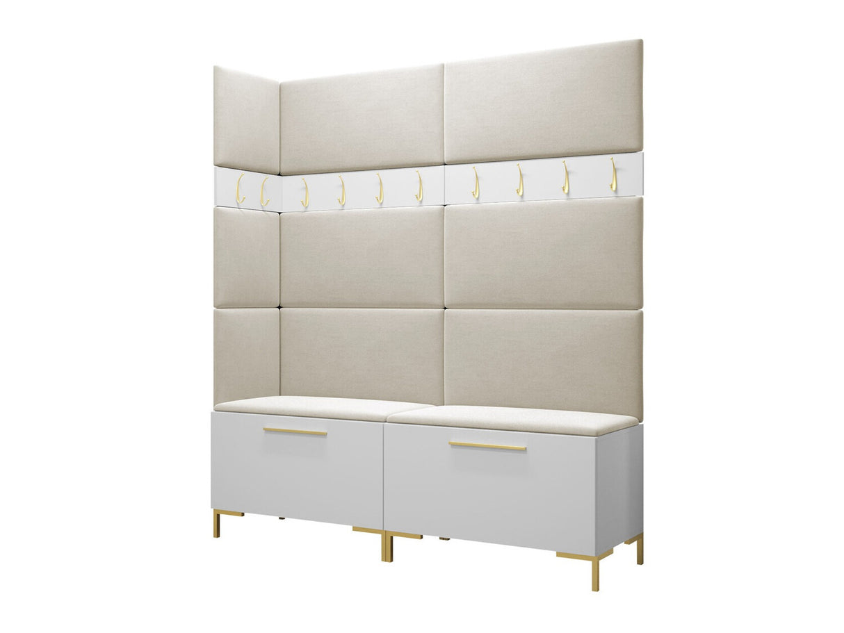 Előszoba garnitúra ZILION V (Frunemfta V) , Keret színe: Fehér, Puha falpanel színe: Manila 02