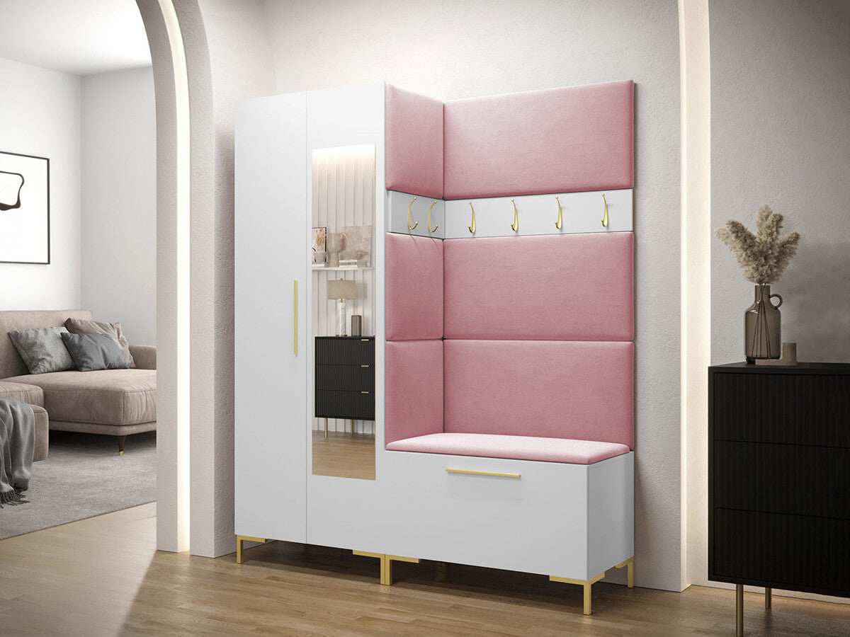 Előszoba garnitúra ZILION IX (Frunemfta IX) , Keret színe: Fehér, Puha falpanel színe: Manila 09