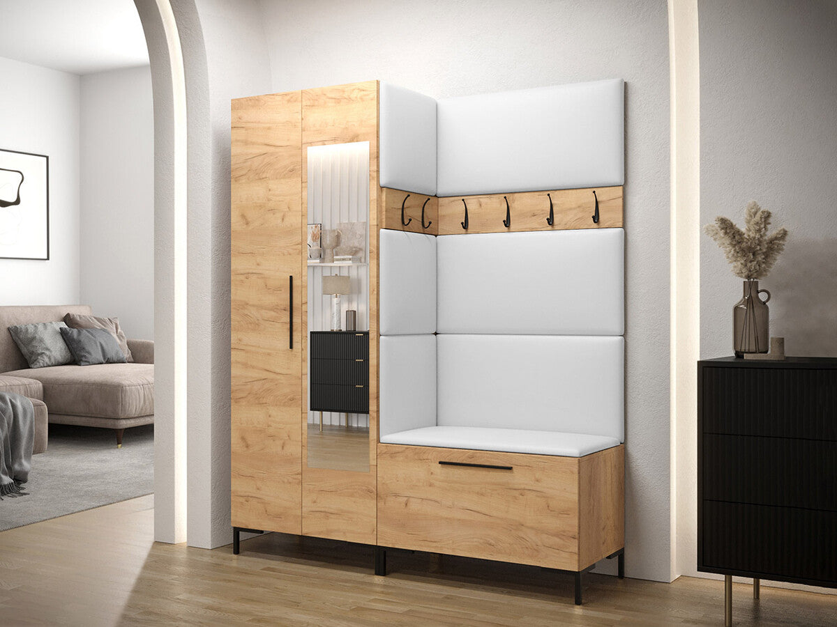 Előszoba garnitúra ZILION IX (Frunemfta IX) , Keret színe: Craft tölgy, Puha falpanel színe: Öko bőr Soft 017