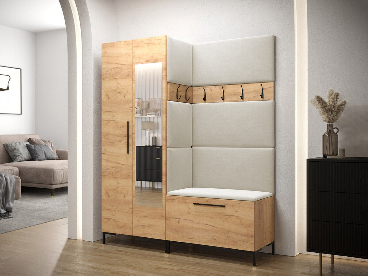 Előszoba garnitúra ZZILION IX (Frunemfta IX) , Keret színe: Craft tölgy, Puha falpanel színe: Manila 02