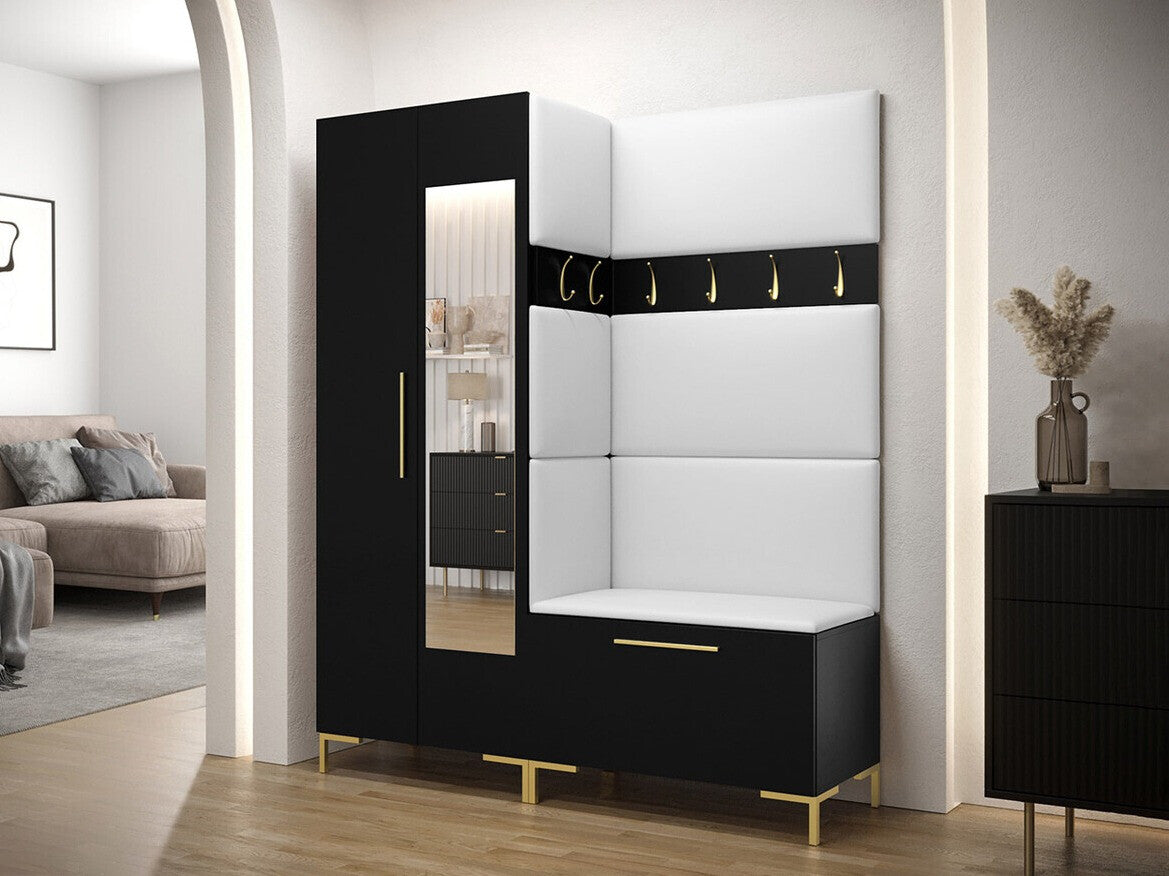 Előszoba garnitúra ZILION IX (Frunemfta IX) , Keret színe: Fekete, Puha falpanel színe: Öko bőr Soft 017