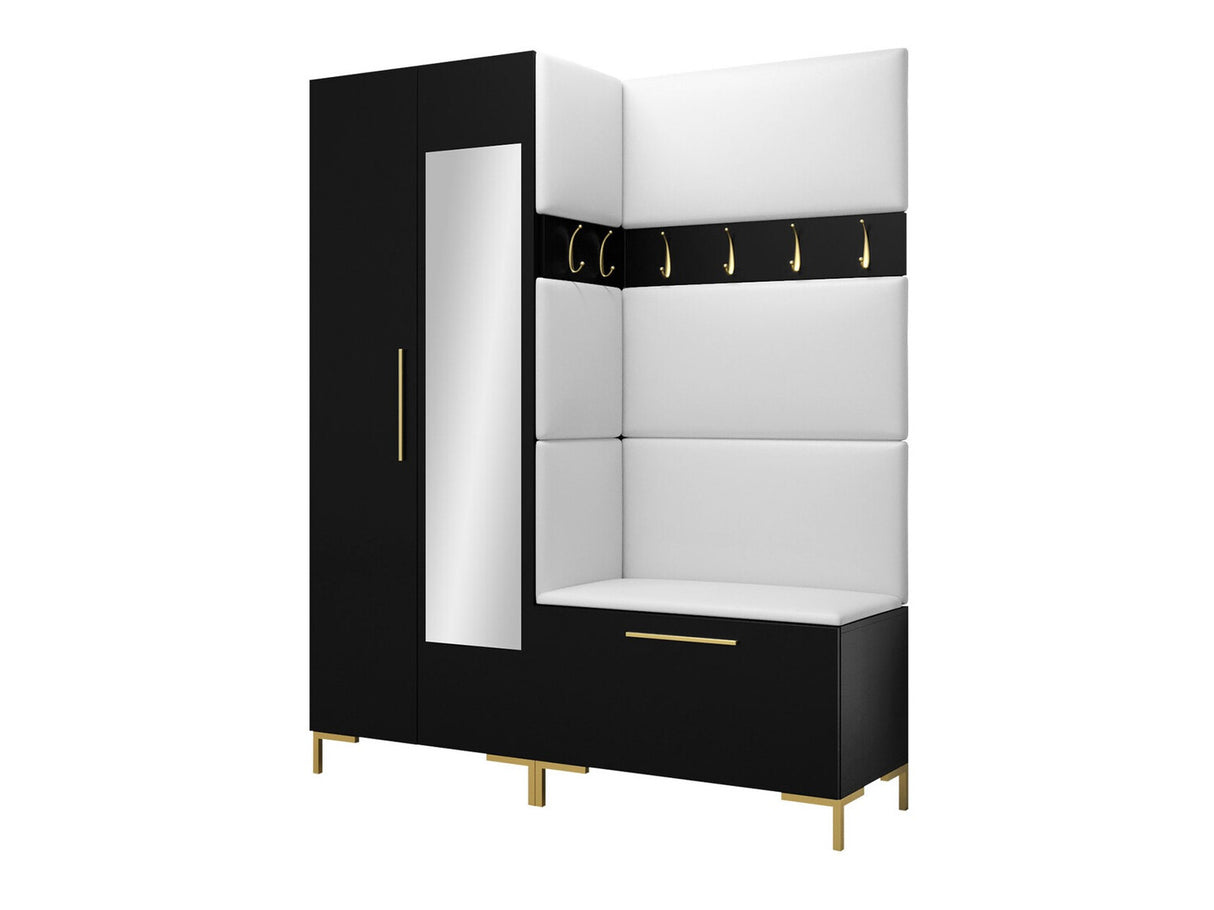 Előszoba garnitúra ZILION IX (Frunemfta IX) , Keret színe: Fekete, Puha falpanel színe: Öko bőr Soft 017