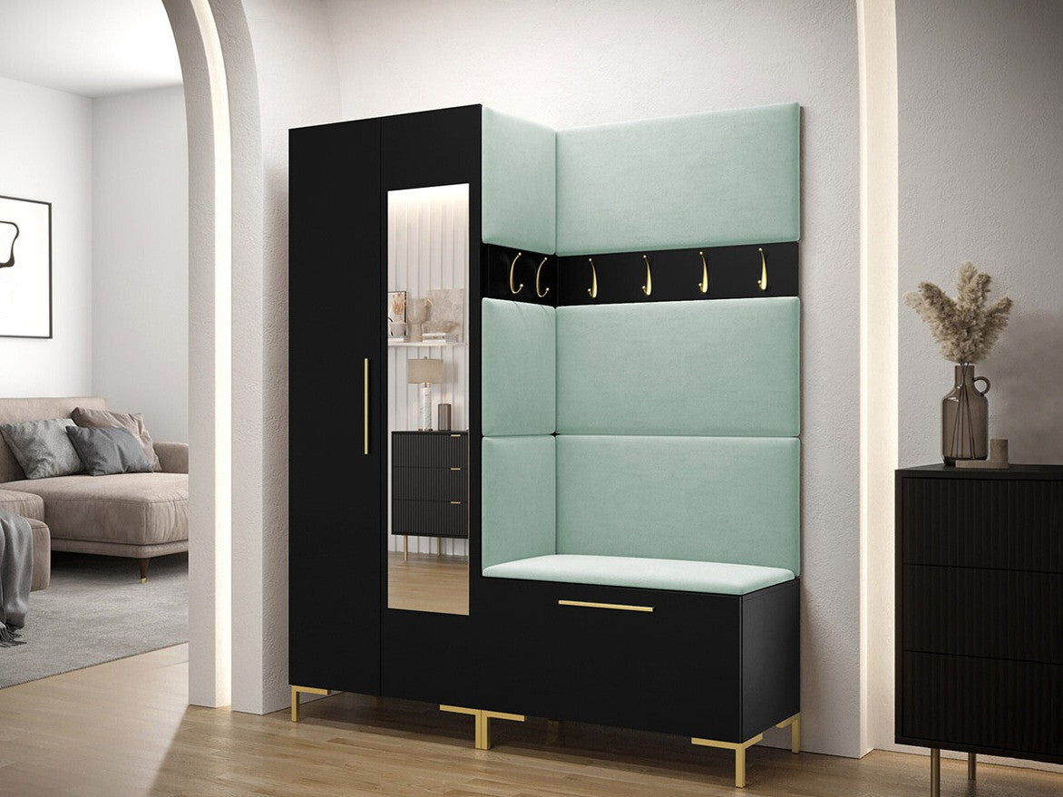 Előszoba garnitúra ZILION IX (Frunemfta IX) , Keret színe: Fekete, Puha falpanel színe: Manila 11