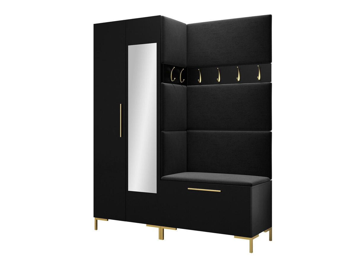 Előszoba garnitúra ZILION IX (Frunemfta IX) , Keret színe: Fekete, Puha falpanel színe: Öko bőr Soft 011