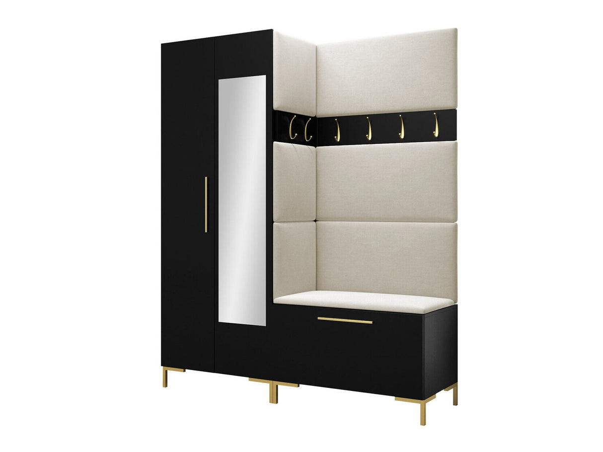 Előszoba garnitúra ZILION IX (Frunemfta IX) , Keret színe: Fekete, Puha falpanel színe: Manila 02