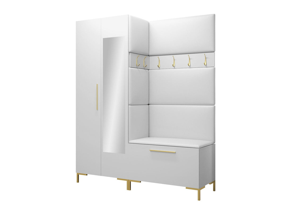 Előszoba garnitúra ZILION IX (Frunemfta IX) , Keret színe: Fehér, Puha falpanel színe: Öko bőr Soft 017