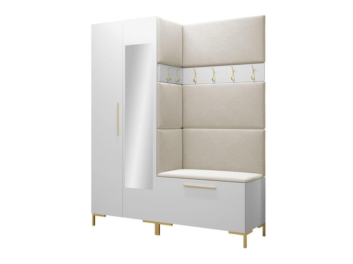 Előszoba garnitúra ZILION IX (Frunemfta IX) , Keret színe: Fehér, Puha falpanel színe: Manila 02